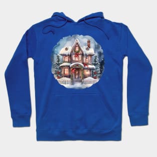 Christmas house watercolor Hoodie